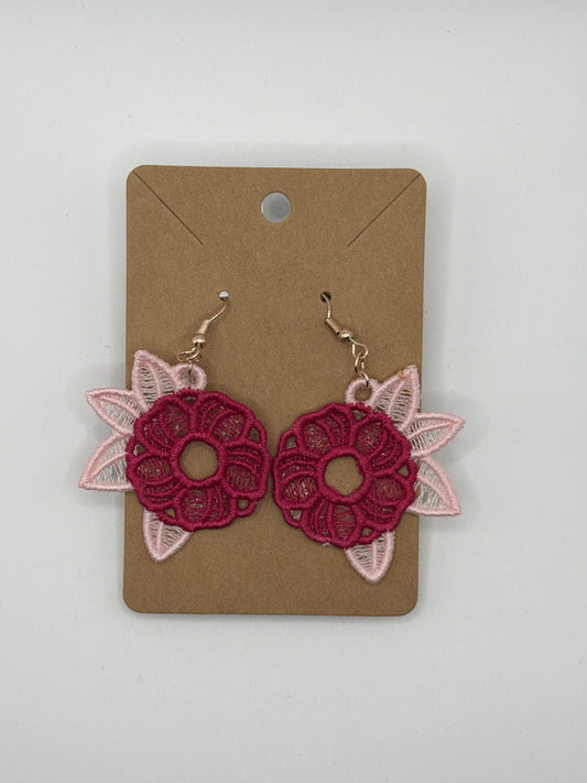 Blushing Hibiscus Lace Earrings