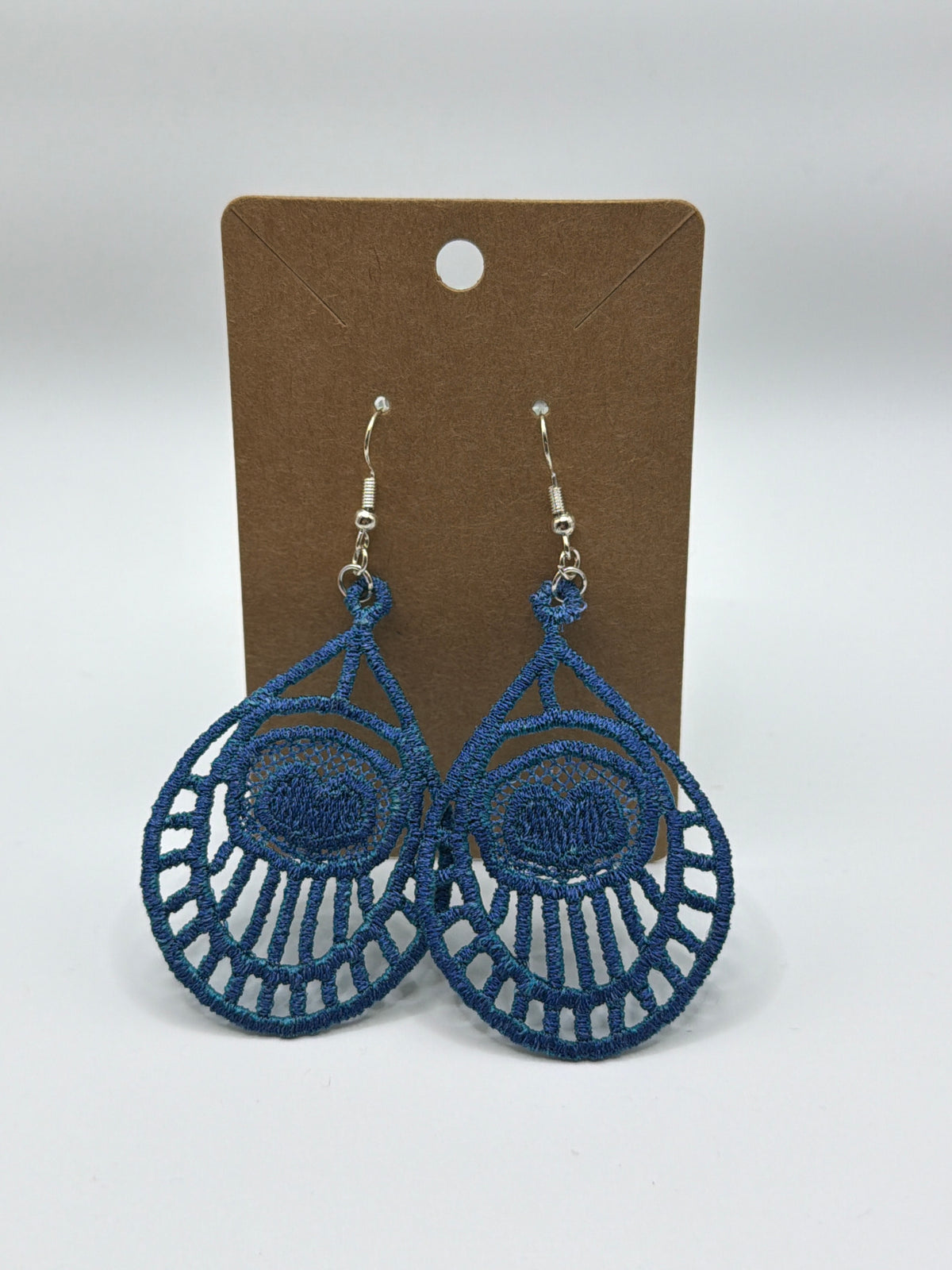 Two Tone Turquoise Heart Deco Lace Earrings