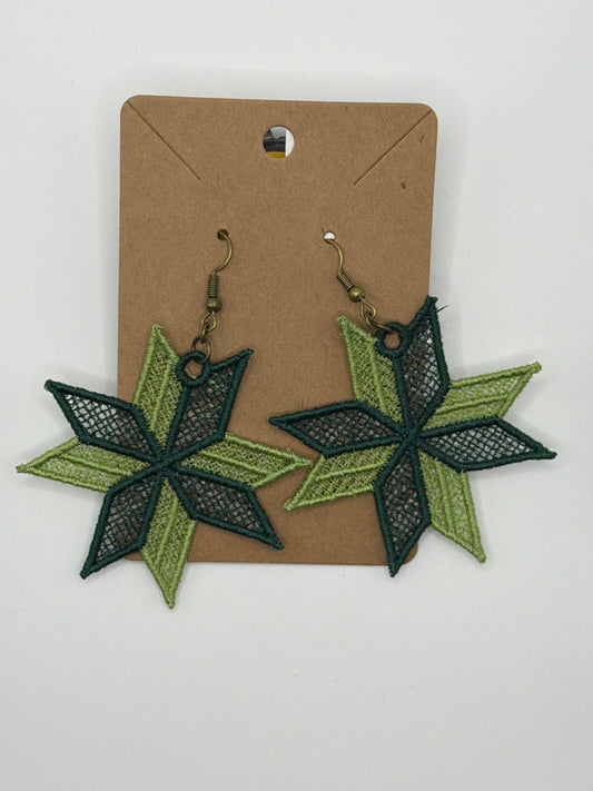 Greenery Quilt Star Lace Earrings
