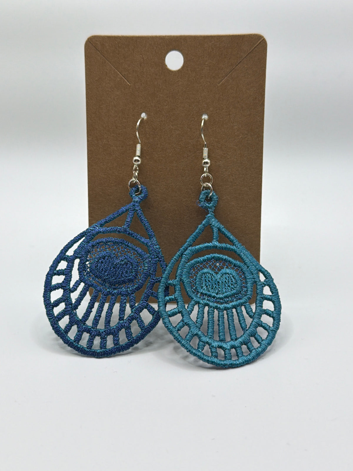 Two Tone Turquoise Heart Deco Lace Earrings